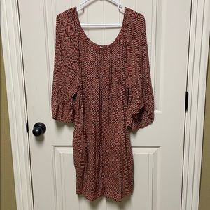 Brown and reddish orange chevron dress